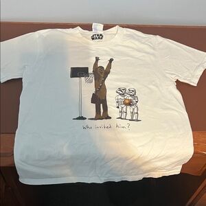 Star Wars White Tee with Chewbacca and Stormtroopers